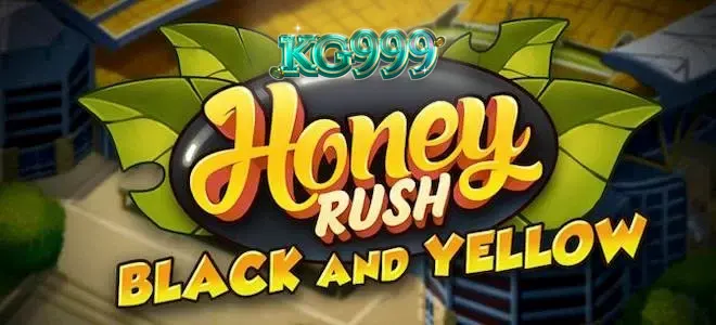 Honey Rush Black and Yellow স্লটের একটি দৃশ্য যেখানে হেক্সাগোনাল গ্রিড দেখা যাচ্ছে